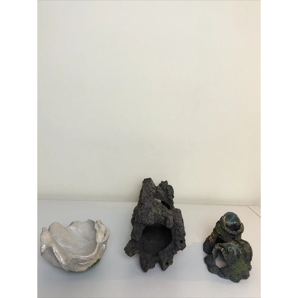 Aquarium Driftwood Log Cave, Barrel Cave and Seashell Decorations Ornaments